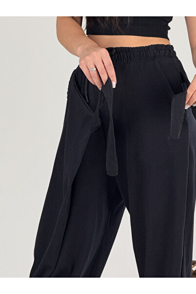 COCOPELLI Belt Detailed Design Black Women's Trousers Coc1054