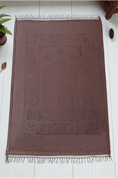 ihvan online Yumuşak Kadife Dokulu Peluş Seccade Kahverengi