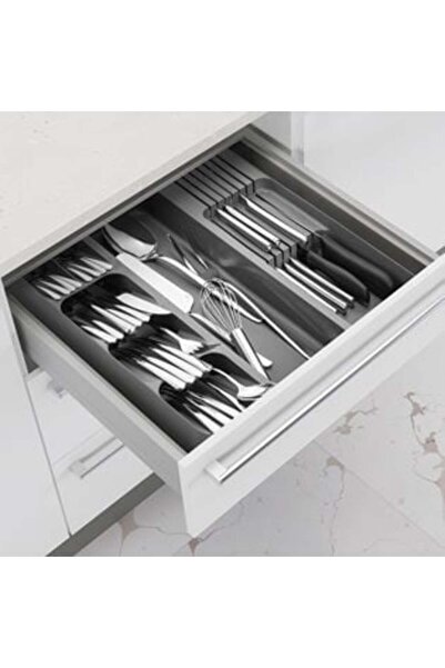 OEM Gray Plastic Drawer Organizer with 8 Compartments for Cutlery 39.5 x 38.5...