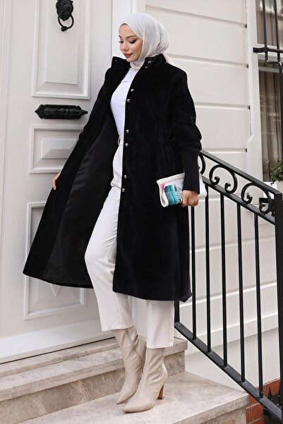 Missvalle Παλτό με λεπτομέρεια καρφίτσας μαύρο 19279