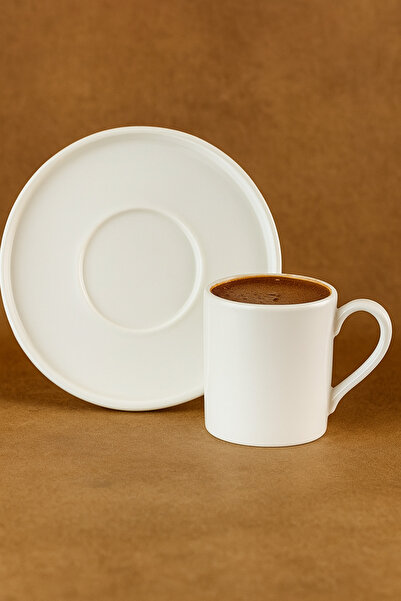 YzHome 6 Kişilik 12 Parça Beyaz Porselen Kahve Fincan Takımı Seti 100ML