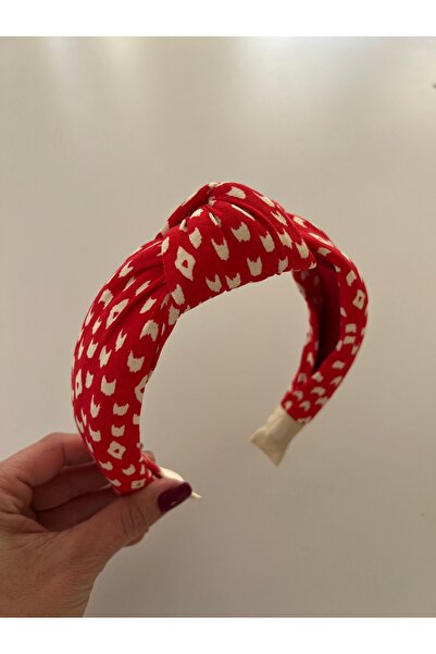 who knows ¿ Red Knotted Patterned Crown Bandana Women's Hair Accessory