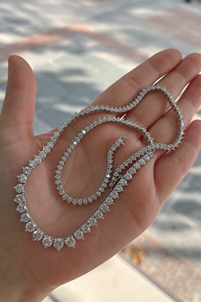 Erer Gümüş Gümüş 3 tırnak süzme su yolu 45 cm kolye