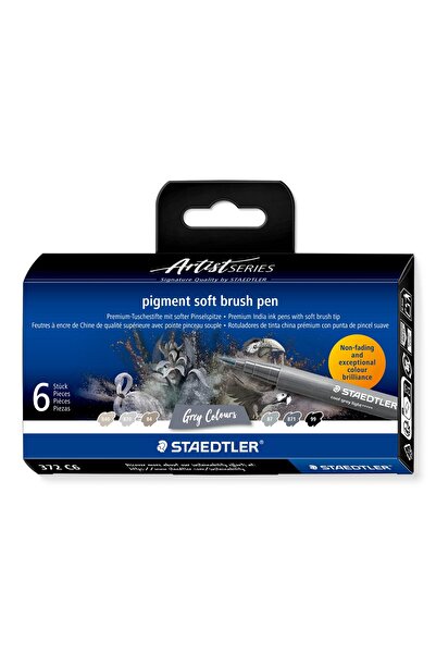 Staedtler ويز ديزاين / 372 قلم رسم فني C6 بألوان رمادية، مجموعة من 6 قطع (منتج جديد)