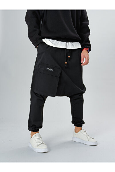 COCOPELLI Дизайн Големи джобове Мъжки черни широки панталони COC2557