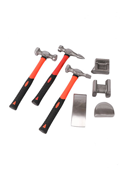 Lawazim Auto Body Hammer & Dolly Kit 7Pcs - Forged Steel Dent Repair Tools with Case