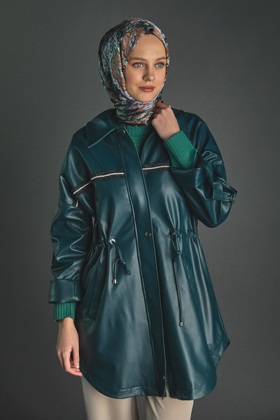 Setrms Taş Şeritli Suni Deri Ceket