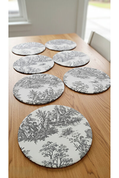 shopshop English Country Vintage American Service 6 Pieces 33X33 Mdf Fabric Dressing Table Tableware Presentation Set