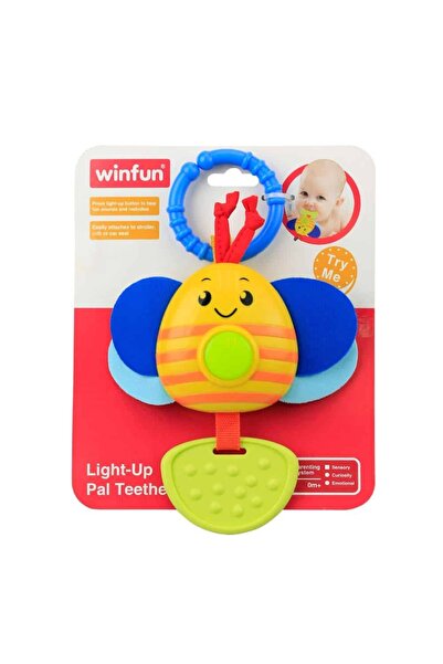 WINFUN عضاضة النحلة المضيئة للأطفال - عضاضة أطفال مضيئة بملمس ناعم وأضواء حسية