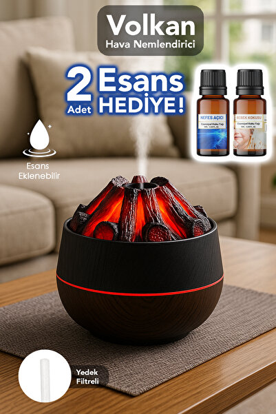 mimtec Volkan Hava Nemlendirici - 300ml Işıklı Buhar Makinesi Aroma Difüzörü ...