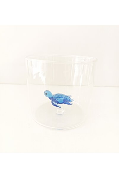 ADAMODART Karetta Sea Turtle Borosilicate Water Cup with Glass Figure