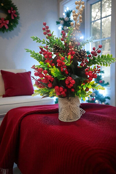 Genel Markalar Hasır Sepette Kokina Aranjmanı | El Yapımı Yılbaşı Dekoru & He...