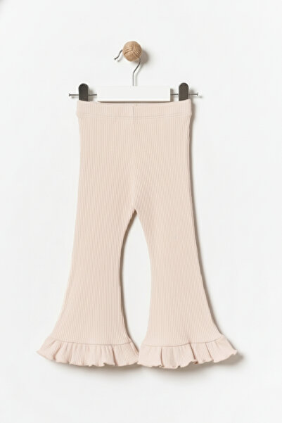 Minipodyum Kız Çocuk Fırfırlı İspanyol Paça Tayt