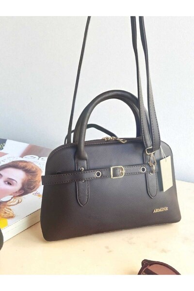 Armine Stylish Modern Leather Belt Detailed Crossbody Shoulder Bag Brown