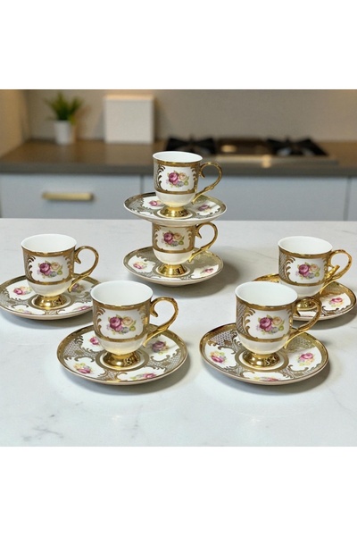 Kosova ÇİLİNGİR ZÜCCCİYE Porselen 6 Kişilik Kahve Fincan Takımı