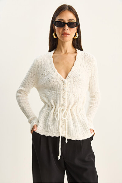 Bianco Lucci Women's Waist-Tied V-Neck Knit Cardigan TH251063 60283800