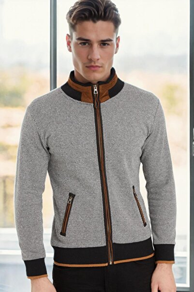 Dewberry 1021 ERKEK SWEATSHIRT-KOYU DİAGONAL SİYAH