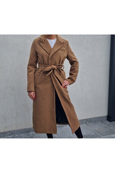 Estilo Fashion Palton dama lung sub genunchi cu cordon