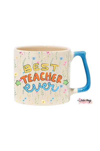 Gülce Best Teacher Ever Öğretmenler Günü Kupa Bardak – Çiçek Desenli, Renkli ...
