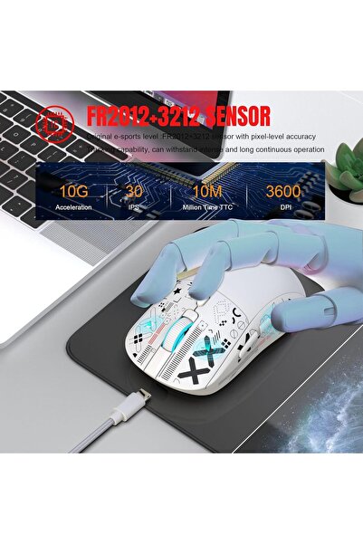 HXSJ NEW T90 Three-Mode 2.4G Water Transfer Wireless Mouse RGB Light