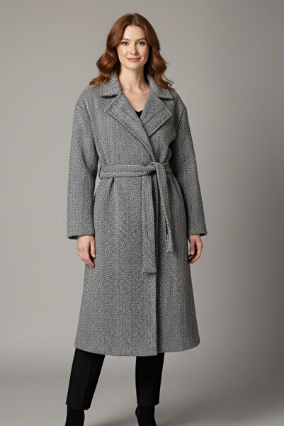 MILANOFOX Double-Breasted Women's Cashmere Coat with Herringbone Pattern and Slit Double Pockets on the Back
