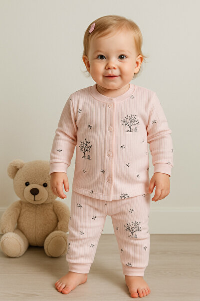 greenmoss 100% Cotton Tree Patterned Baby Pajama Set