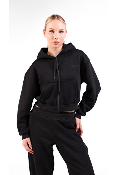 cervus Liri Women's 3 Thread Tracksuit Set – O Oversized Comfortable Fit, Ş Fleece-Lined Fabric, Casual Sports Set