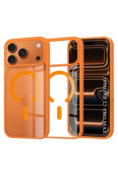 SKYDDAR INNOVATION Θήκη συμβατή με iPhone 17 Pro Max, θήκη σιλικόνης MagSafe Pro, σετ αυτοκόλλητων, πορτοκαλί