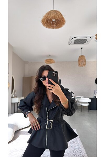 Buket Teke Black Premium Leather Jacket with Belt