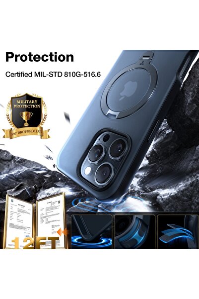 TORRAS Case for IPhone 17 Pro Max, Ostand Spin MagSafe, Transparent