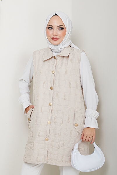 Pamuk Butik Women's Fringed Wear and Go Quilted Vest