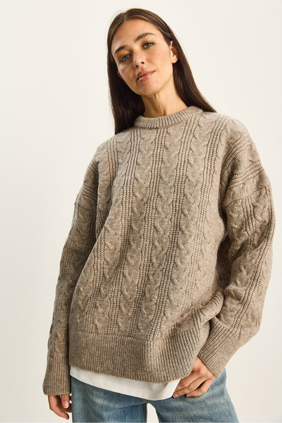 Bianco Lucci Women's Hair Knit Oversized Knitwear Sweater Tk251143 60283807