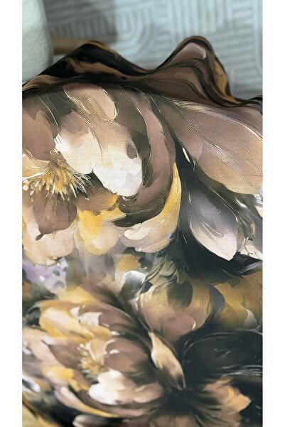 Lavena scarfs Aura Series Floral Pattern Cotton Digital Soft Shawl - Honey Color