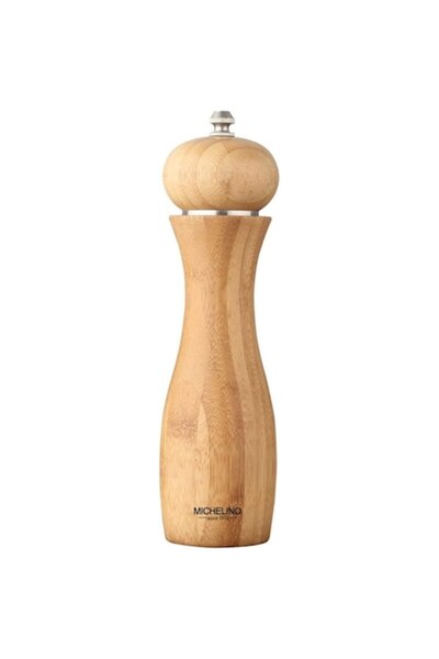 Michelino Manual Bamboo Grinder for Salt and Pepper, Elegant Design, Mechanical, 24.7 cm, 310 g