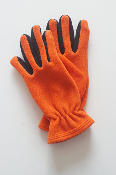 Mrey Children's XXS Black Orange Fleece Winter Closed Fingers Gloves Elasticated Wrist Thermal 1 Pair Gloves