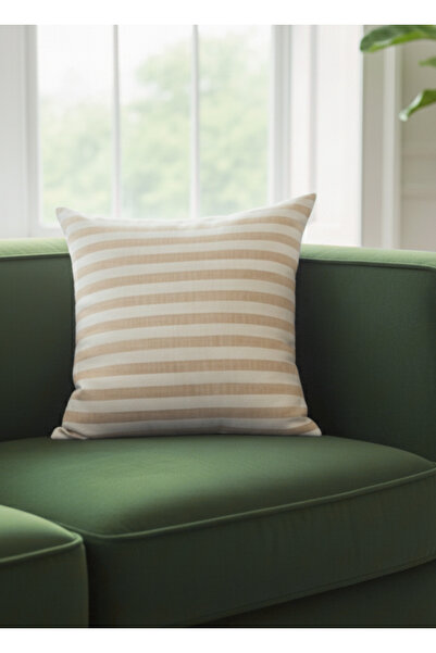 Markaev Natural Striped Cotton Throw Pillow Cover