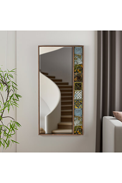 bluecape Orta Boy Ahşap Çerçeveli Seramik Dikdörtgen Duvar Boy Aynası 50x148 ...
