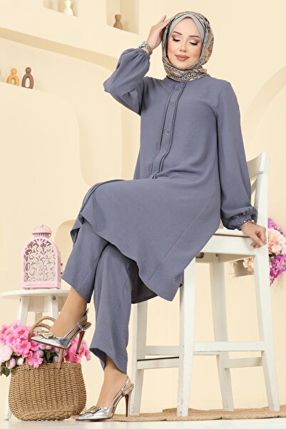 ModaMerve Aksesur Düğmeli Aerobin Takım 2621SL432-MS Antrasit