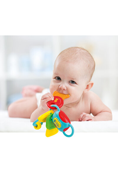 WINFUN Light 'N Sounds Teething Keys | Light-Up Musical Key Ring with Textured Teethers & Sounds