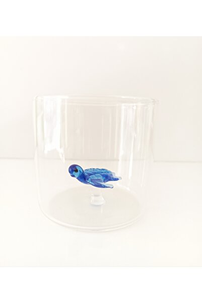 ADAMODART Karetta Sea Turtle Borosilicate Water Cup with Glass Figure