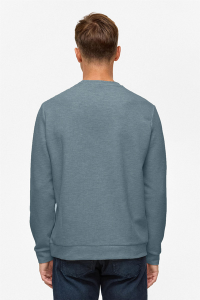 SÜVARİ Φούτερ με φαρδιά εφαρμογή με λαιμόκοψη σε σχήμα O, με μοτίβο μελανζέ, βάφλα, μπλε παρλεμέντ