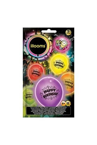 GIOCHI PREZIOSI Colored LED Balloons Illooms Happy Birthday 38 cm 5 pcs -