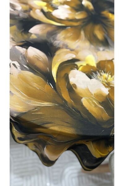 Lavena scarfs Aura Series Floral Pattern Cotton Digital Soft Shawl - Yellow