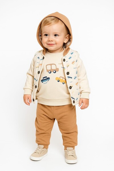 SeaBubbles Car Patterned Vest Set Baby Boy Set