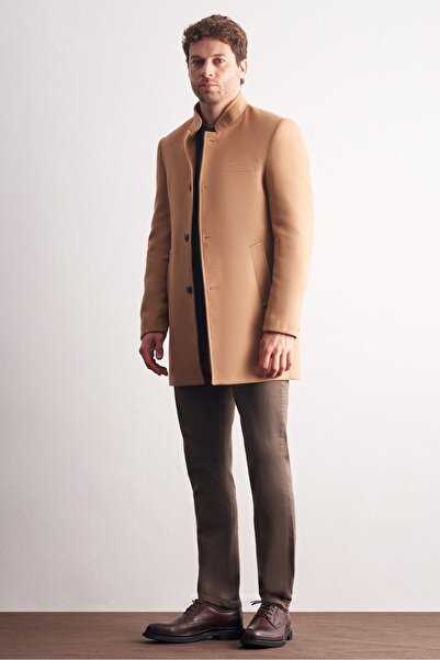 İmza Camel Hakim Yaka Classic Slim Fit Flexible Coat 1008255162