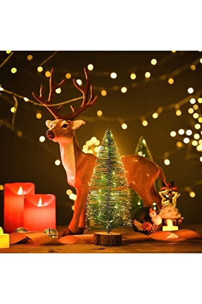 dalip Artificial Christmas tree, table ornament on wooden base, 15 cm height, snow-dusted green