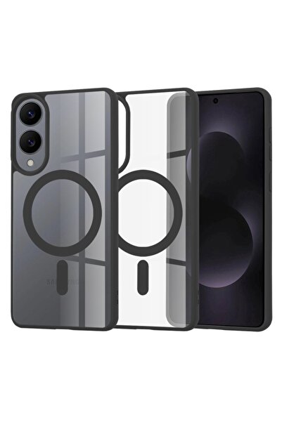 SKYDDAR INNOVATION Case compatible with Samsung Galaxy S25 Edge, MagSafe Pro Silicone, Sticker Set, Black