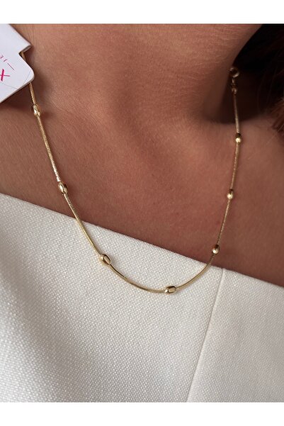 Butik XUping 14K Altın Kaplama Çelik Yassı Dorika Kolye