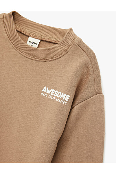 Koton Cotton Long Sleeve Crew Neck Printed Oversize Sweatshirt