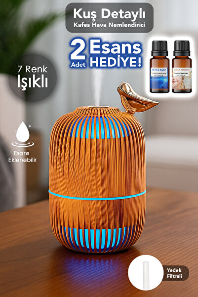 mimtec Kafes Model Hava Nemlendirici - 280ml Işıklı Aroma Difüzörü Humidifier...